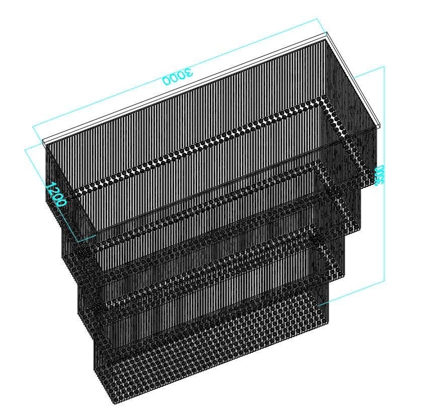 Đèn chùm pha lê thả thông minh PL024 gồm 5 tầng thanh tam giác trắng , hạt pha lê D40  mắt COB dimer 3 màu có điều khiển xa, mâm inox gương trắng hình chữ nhật, KT(mm): 3000 x 1200 x 4300